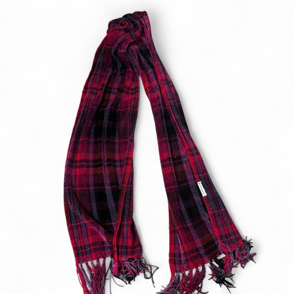 Croft & Barrow red, black, purple and gray plaid scarf